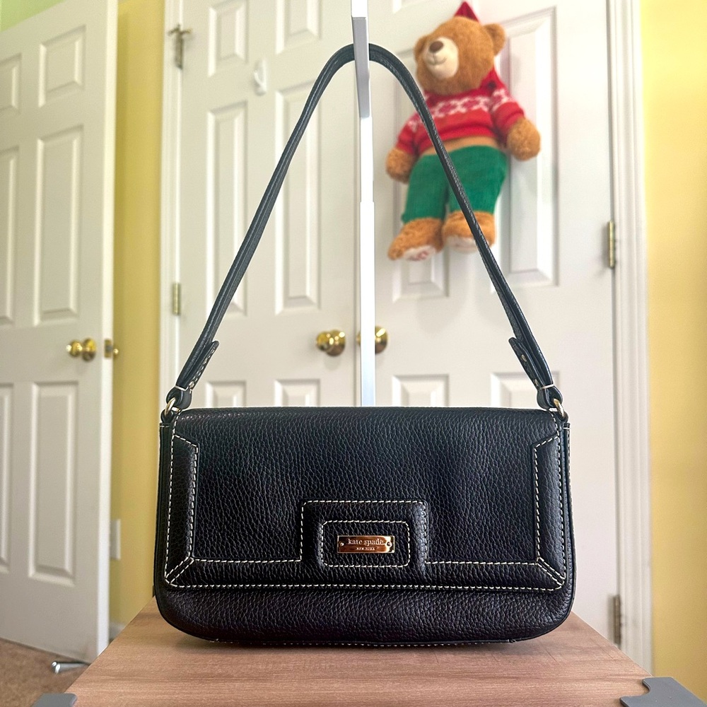 #58. Kate Spade Black Leather Small Shoulder Bag, Excellent Condition